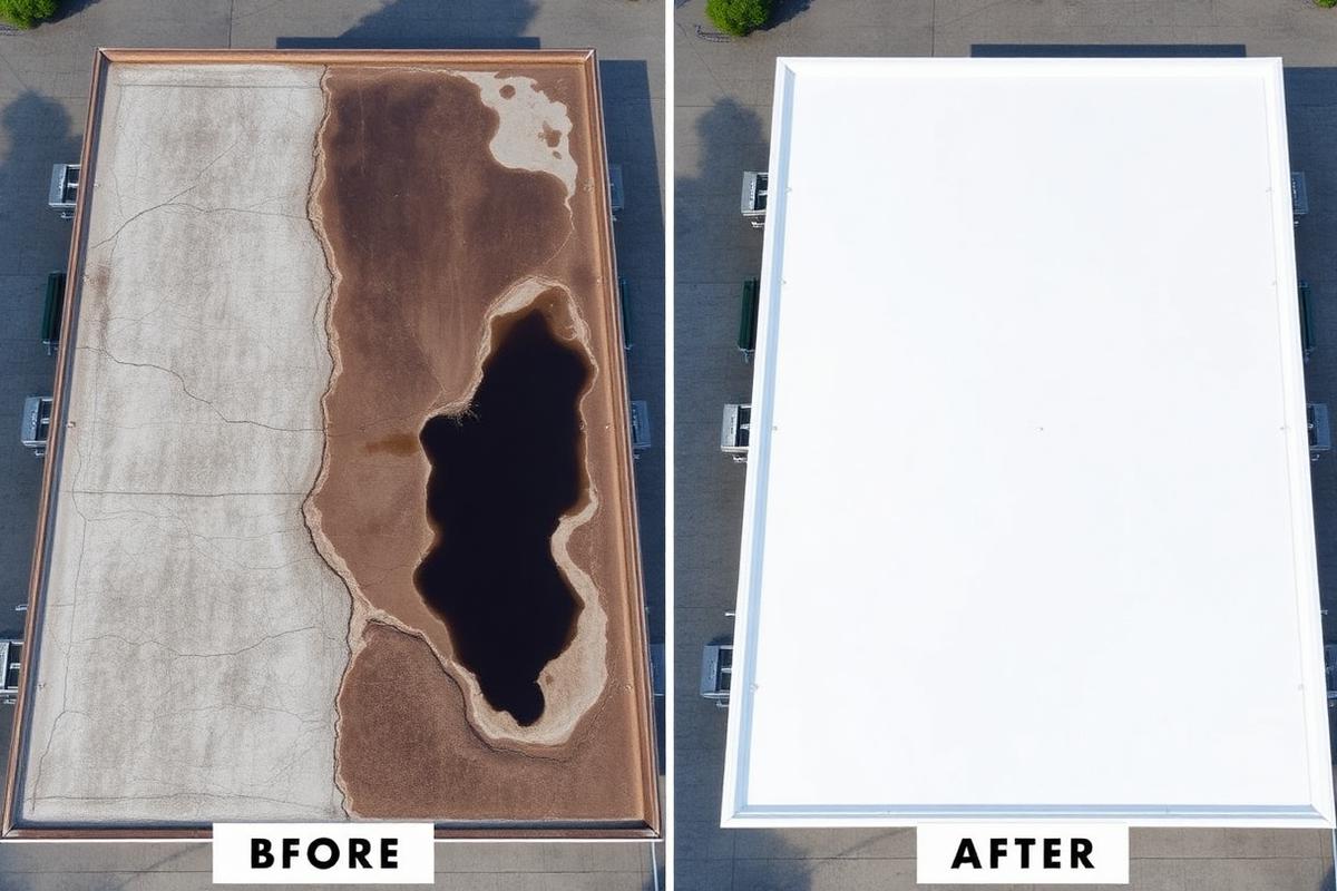 Worn Flat Roof → Restored Coating